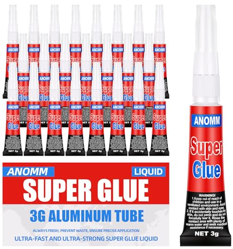ANOMM 24 x 3 g superlim extra starkt, universellt flytande superlim, transparent och sömlös, förhindrar munstycksigensättning, superlim flytande för plast, gummi, läder, metall, keramik och glas