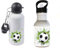 Trinkflasche mit Name/wahlweise 400ml, 500ml oder 600ml + Schriftwahl für Name + Edelstahl oder Aluminium (Fußball)