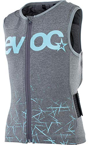 EVOC PROTECTOR VEST KIDS Kids body armour vest, Protective clothing for action sports (size: JL, LITESHIELD PLUS back protector, protective EVA padding, AIROFLEX hip belt), Carbon Grey