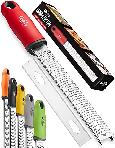 ORBLUE Râpe Zesteur Acier Inoxydable Idéal pour Agrumes et Fromage Type Microplane avec Lame Fine, Manche Antidérapant et Housse de Protection Résistant à la Rouille pour Chefs et Amateurs de Cuisine