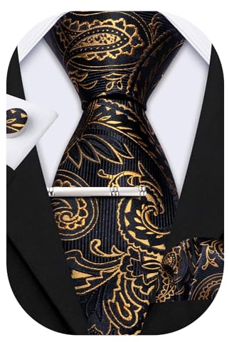 Barry.Wang Solid Ties Set Pocket Square Cufflinks Stripe Necktie Classic | Pañuelo, seda, tejido, jacquard, regalo de festival, clásico, diseño de lujo, bodas, oficina, uso diario