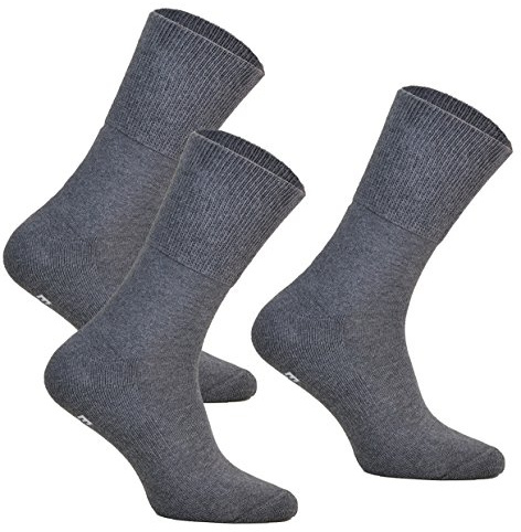 3 pares de calcetines para diabéticos sin cintura elástica MEDIC DEO COTTON. Calcetines medicinales de algodón extraanchos para hombre y mujer, 3 Pares: Grafito, 41-43