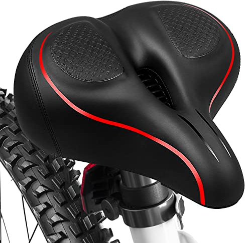 Fahrradsattel, Übergroßer Gel Fahrradsitz Damen Herren Bequem Wasserdicht Atmungsaktiv Hohler Memory Schaum Breiter Fahrrad Sattel mit Werkzeugen für City Rennrad/MTB/Cruiser/Stationär/Spin Bikes