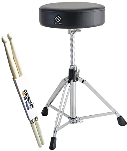 Dixon PSN-9 - Taburete para batería (asiento redondo y baquetas keepdrum)
