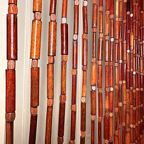 FlavorThings Natural Dark Brown Bamboo Beaded Curtain Room Divider Plain Design-Bamboo and Wooden Doorway Beads-Boho Bohemian Curtain 38 Strands 36 Wx78 H