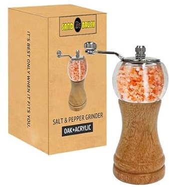 Salt and Pepper Grinder Set, Hand Shake Pepper Mill, Ceramic Core and Adjustable Grinder, 1PC 6IN
