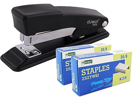 D.RECT 315A Metallheftgerät mit 2.000 Heftklammern, Hochleistungsheftgerät, Büroheftgerät, Industrieheftgerät, Tischheftgerät, Hefter 30 Blatt, Tacker für Büro, Heftgerät für den Schreibtisch, Schwarz