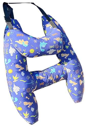 Car Travel Pillow, H-Shape Car Sleeping Soft Neck Pillow Head and Body Support Cushion for Car Seat Pillow with Headrest for Road Trips (Dinosaur)