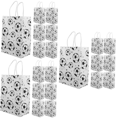 STOBOK 72pezzi Sacchetti Di Carta Tema Calcio Per Feste Borse Maneggevoli Kraft Per Compleanni e Celebrazioni Per Candy Bar e Decorazioni Per Eventi