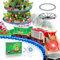 BuzzoXerex Train Electrique Noel, Train de Noel Electrique pour Sapin avec Guirlandes Lumineuses LED Bleues, Train Electrique Enfant avec Spray et Son
