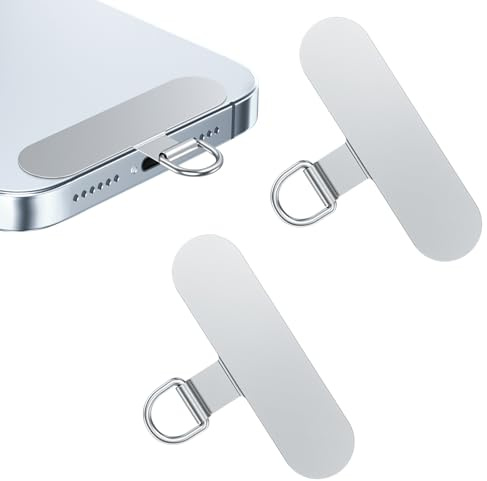 flintronic Taggar för telefonband, 2 st mobiltelefonsnodd, snoddkuddar, metall crossbody mobiltelefon snodd i silver, telefonrem anslutningsklämma kompatibel med de flesta smartphones, #3 Silver-1,