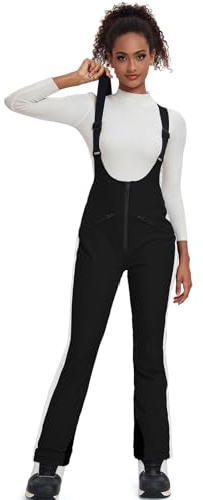 HOUZONIY Damen Skihose Hosenträgerhose Outdoorhose Wasserdicht Winddichte Slim Fit Overall Schneehose Lätzchen Snowboard Isolierte Ski Hosen Bib(Schwarz M)
