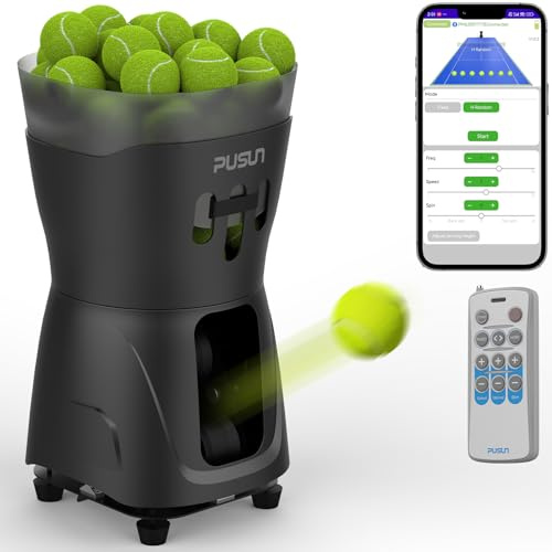 Generico PT-MINIPro Macchina Lanciapalle Tennis Leggera - Controllo App, Ideale per Interno, 65 Palline, Batteria 3-5h, Sistema Didattico, Allenatore Tennis Automatico Portatile (Nero)