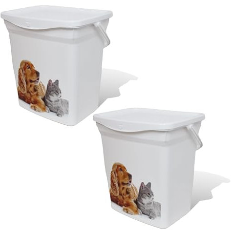 ALLEZ Pet Food Storage Container 6L - Large Treat Box With Handle - Reusable Plastic Container - Tight Fitting Lid - Treat Bin For Cat & Dog - Long Lasting, Portable Food Storage Bin, (Plastic, 2)