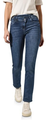 CECIL Damen B378893 Straight Leg Jeans, mid Blue Used wash, 32 W/30 L