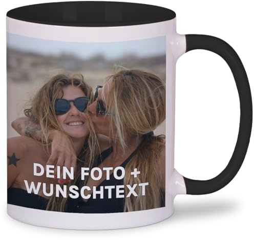Personalisierte Tasse | personalisiert mit Foto oder Text | Tasse mit Bild | Geschenkidee | Fototasse | Bürotasse oder für Zuhause | Spülmaschinenfest | Schwarz
