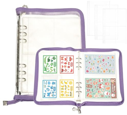 PATIKIL Sticker Organizer Binder, Reusable A5 with 220 Pocket, Purple | Sticker Album Collecting Book,Glitter Cover Zipper Binder