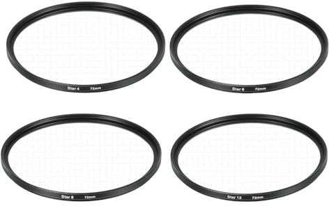 sourcing map 72mm Star Filter, Starburst Filter for Camera Lens Starlight Effect Cross Screen Set 4 Points 6 Points 8 Points 12 Points for Night Scenery Glassworks, 4 Pcs