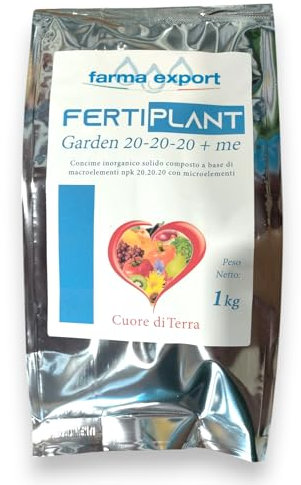 CONCIME FERTILIZZANTE AZOTO, FOSFORO, POTASSIO NPK 20-20-20 IN POLVERE IDROSOLUBILE, FOGLIARE E RADICALE. CON MICROELEMENTI, BORO, FERRO, MANGANESE, ZINCO. PER PIANTE ORTO E FRUTTA, ORNAMENTALI