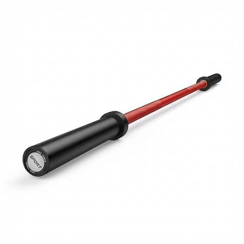 7ft Olympic Barbell for Home Gym, 45lb 2 Weight Bar for Deadlift Weightlifting, Bar, 1000 Lb High-Capacity, Hard Chrome, Knurled Grip, Strength Training Bench Press Squat Presses,Red & Black