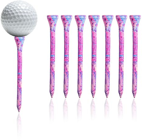 LONGHAO 8 tees da golf dipinti in bambù 83 mm, rosa-viola con colori vivaci, accessori da golf per donne, allenamento per golf, sostenibili, durevoli (8, lilla, 83 mm)