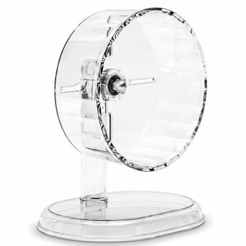 CavspkArt Silent Hamster Exercise Wheel – 18cm Clear Running Wheel with Adjustable Stand for Hamsters, Gerbils, Mice & Small Pets, Hamster Wheel