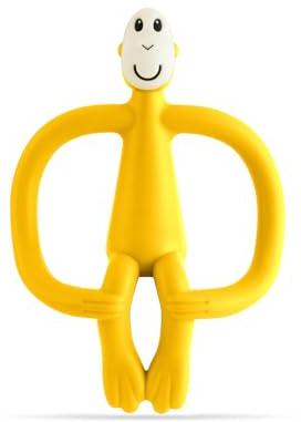 Matchstick Monkey, Original Teether & Gel Applicator, Antimicrobial Silicone Teething Toys for Baby, Easy to Grip, BPA Free, 3 Months Old+, 10.5 cm, Yellow Monkey