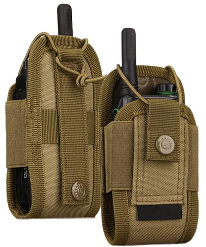 2pack Tactical Radio Pouch, Universal Nylon Radio Holster, Lightweight Interphone Storage Bag, Pouch Walkie Talkies Holster Tool Bag(Khaki)