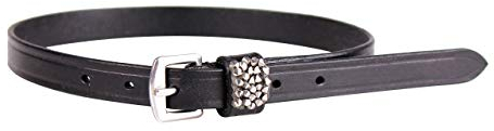 ARBO-INOX® - Sporenriemen aus Leder - mit Strass - schwarz oder cognac - Schlaufe aus Alcantara (Leder schwarz)