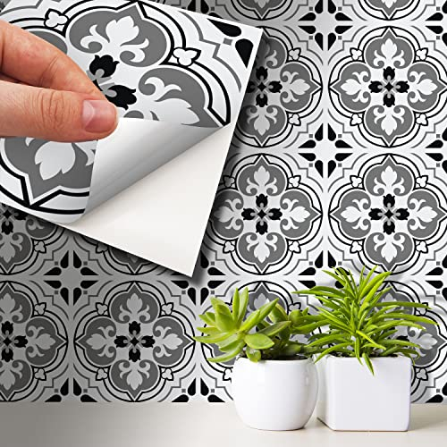 WALPLUS Seamless Antique Floral Tiles Design Wall Stickers 15 cm-24 pcs Peel and Stick Backsplash Tile Paint, Stick on Wall, Tile on Wall, Splashback Kitchen Spring Easter Decoration