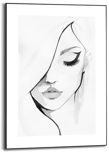 REINDERS Gerahmtes Bild, Gesicht, Schlafzimmer, Bilder, Wanddeko, Room Decor, MDF, Schwarz-Weiß, 70x50cm