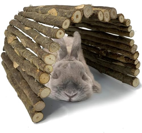 Hamiledyi Bunny Extra Large Ladder, 11.8 in X 20 in Wooden DIY Toy Rodents Chewing & Climbing Bridge Chinchillas Cage Tunnel/Hideout/Hut/Ramp/Divider for Small Animal Guinea Pig