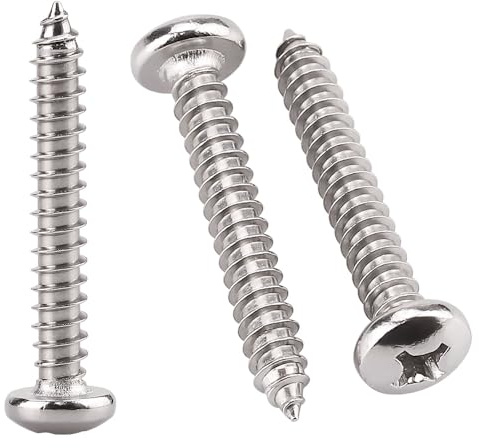 #10 x 1-1/4 (50 Pack) Stainless Steel Phillips Pan Head Wood Screws, Stainless Steel 304 (18-8), Pan Head Sheet Metal Screws Self Tapping for Wood
