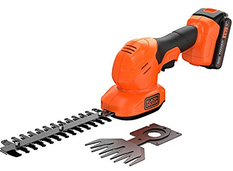 Black+Decker 18v Shear Shrubber with 20cm Dual Action Shrubber Blade, 10cm Shear Blade, 2.0Ah Li-Ion Battery