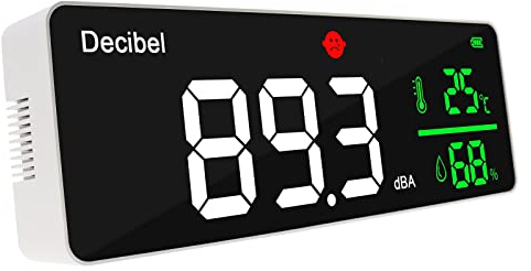 Clever Dezibel Meter Groß Farbig LED Bildschirm Anzeige Schallpegeltester 30dB bis 130dB Bereich Temperatur 10~50°C Feuchtigkeit Messung