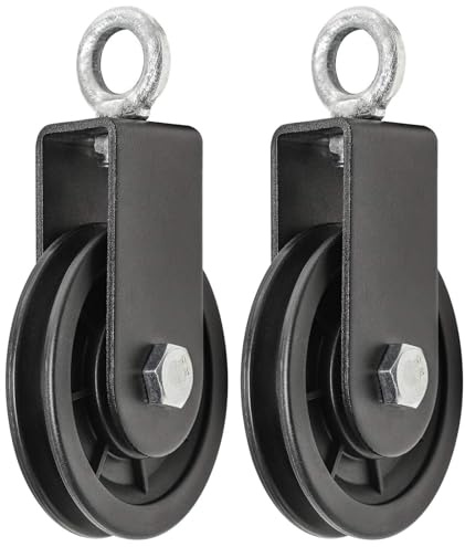 2 poulies Poulie de câble de 90 mm Roue de traction à rotation à 360 degrés pour système de poulie, équipement de bricolage, bloc de levage, échelle de levage, équipement de gymnastique