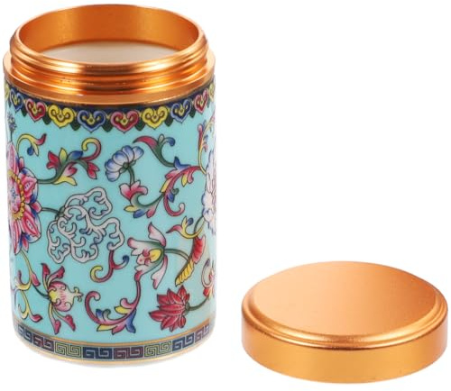Ciieeo Enamel Porcelain Tea Canister 2.76Oz Small Ceramic Airtight Storage Jar with Spiral Seal Lid for Loose Leaf Tea and Kitchen Ingredients