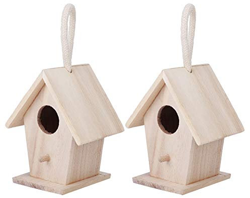 Caja Nido Colgante de Madera para Pájaros Pequeños, Lindo Aviario Hecho a Mano con Diseño de Cabaña de Troncos Dulce, Adecuado para Loros, Guacamayos, Africanos, Periquitos,