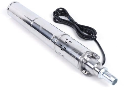 Fliuyr Bomba de agua solar sin escobillas de 24 V, 370 W CC, caudal de 1,8 m³/h, bomba de agua de acero inoxidable, bomba sumergible para pozos profundos, elevación máxima 65 m
