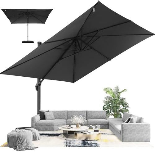 HOTIME 3x3m Sonnenschirm Outdoor-Schirm mit Aluminium-Gelenkarm und 5-fach Höhenverstellung, Wasserabweisend und UV-geschützt, Perfekt für Pool, Terrasse oder Gewerbliche Nutzung, Grau