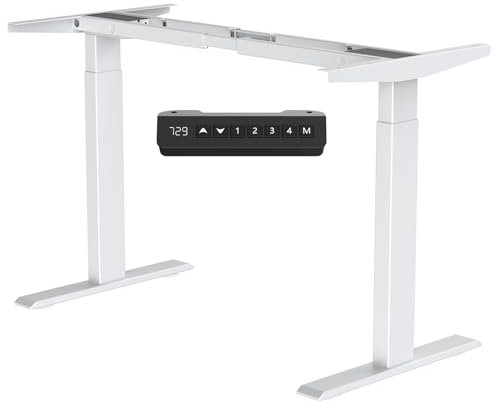 DeHong Elektrisch Höhenverstellbarer Schreibtisch Gestell, 2 Motoren, 4 Memory-Funktionen, leiser Betrieb, stabil und einfach zu montieren (Weiß-nv-2B)