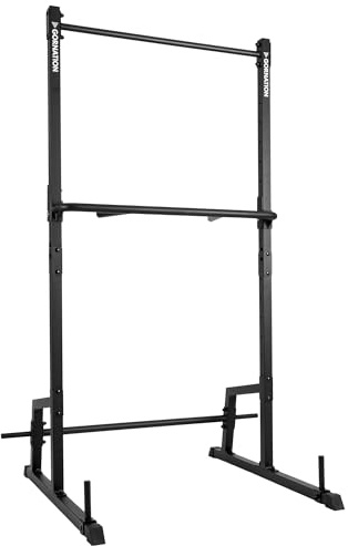 GORNATION Pull Up Station, Power Rack, Power Tower, Stazione di trazione, Fitness Tower, Multitrainer per la casa (Nero, Con Estensione Dip Bar)