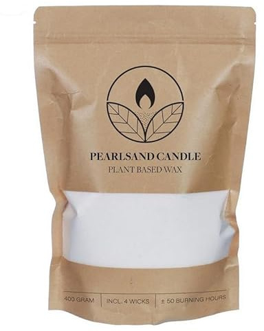 Lot de 400 g de cire perlée avec mèches et 4 mèches en coton (blanc)