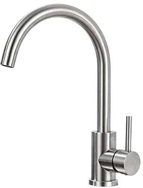 ONECE Robinet de Cuisine Basse Pression, Mitigeur de Cuisine Pivotable, Robinet d'évier Rotatif à 360°, Acier Inoxydable Brossé Anti-empreinte, Mousseur Démontable