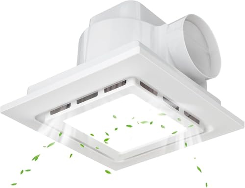 veco chajor Ventilateur de salle de bain 300 mm avec lumière LED, ouverture de montage 300 mm, 130 CFM, ventilateur d'extraction d'air 1,0 one ultra silencieux avec 1500 lm, lumière 6000 K