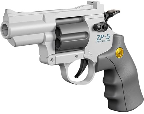 E-THOL Pistola giocattolo tipo revolver per bambini | lanciatore a maniche morbide | Rotazione a 6 colpi | Estratto di custodia con un pulsante | Include munizioni a testa morbida | Età 3+ | Sicuro e