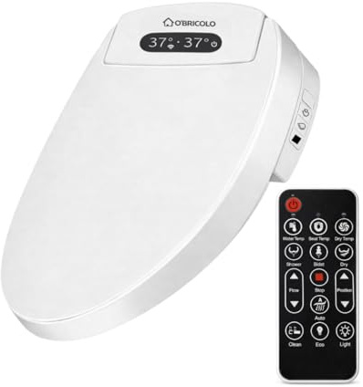 O'BRICOLO - WC Giapponese Lavante e Asciugabile - Sedile WC Giapponese con Sedile Riscaldante e Acqua Calda - WC Giapponese con Bidet WC Integrato, Display LCD e Facile installazione - Bianco