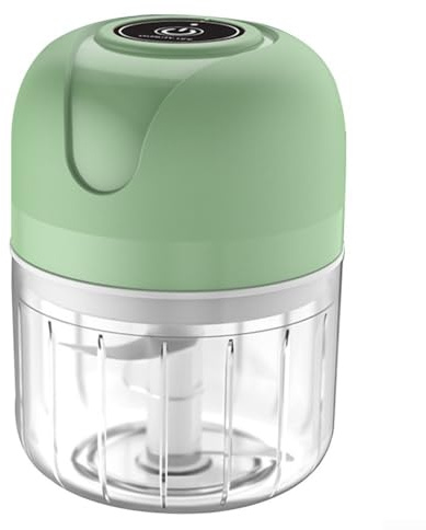 TDCuizent Elektrisk vitlökshackare 250 ml USB-laddningsbar matberedare med rostfritt stålblad för vitlök örter nötter kött grönsaker babymat smoothies köksredskap (grön)
