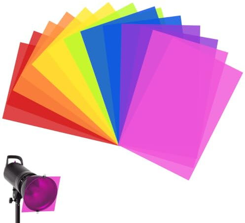 14 stycken värmebeständiga folier för lampor, 7 färger färgfilter lampfolie | A4 färgkorrigering gel ljusfilter, transparenta färgfolier för strålkastare foto studio LED