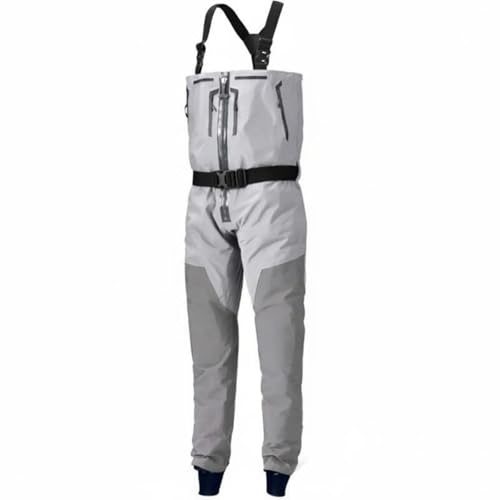 predolo Wader senza Stivali Sigillo in Lattice Wader con Cerniera 4 Strati Salopette Impermeabile Traspirante per Acque Basse, Grigio, S